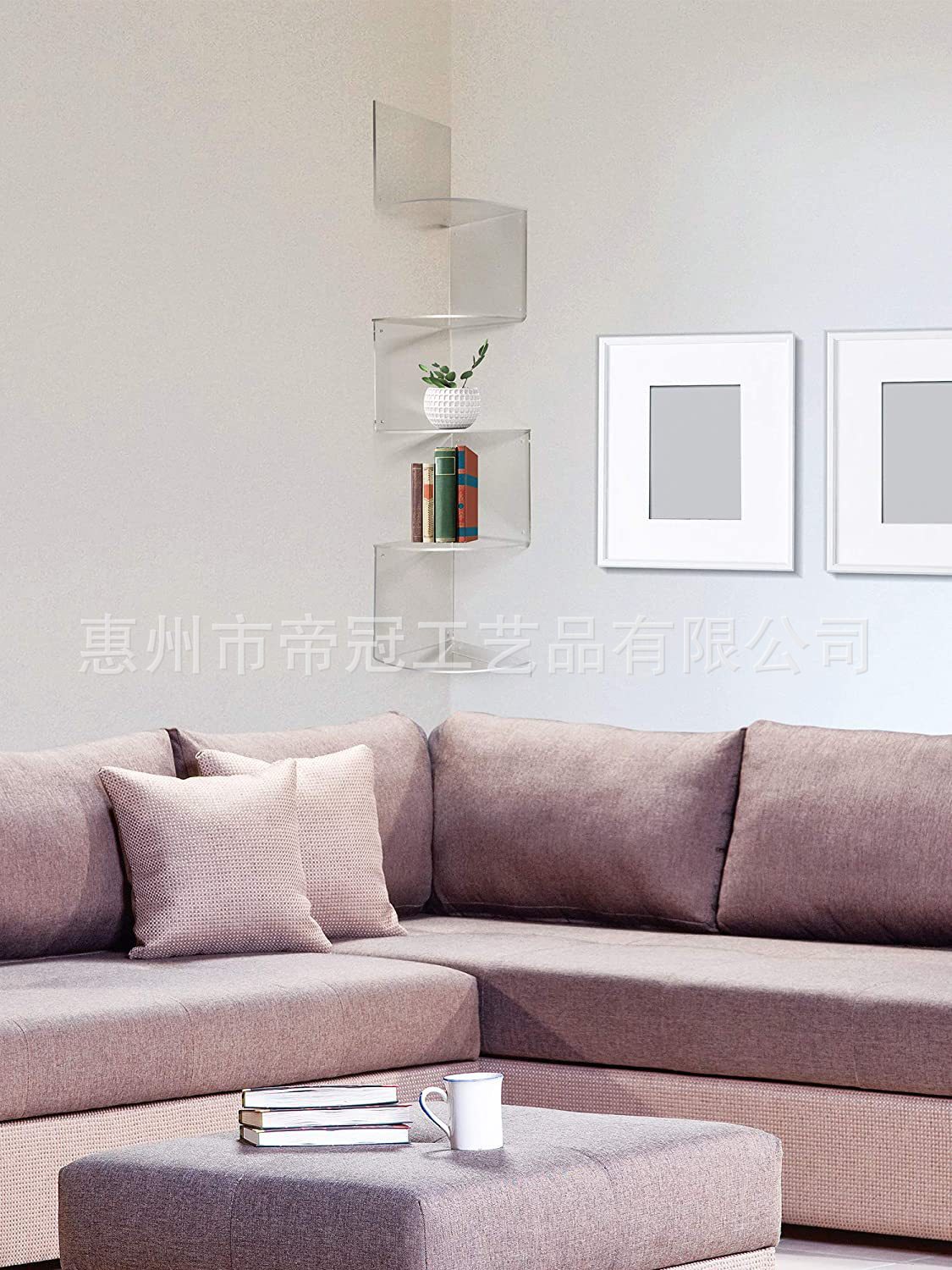 5件亚克力角架壁挂式角架浮动架淋浴收纳用于客厅浴室厨房办公室