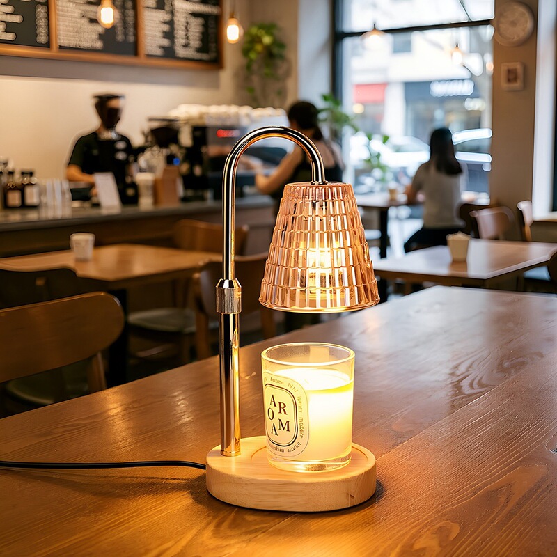 Nordic-style wooden wax melting lamp with adjustable height, aromatherapy candle lamp, housewarming gift, cross-border supply, OEM available