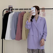 紫色西装外套秋季2023新款网红休闲西服女上衣服爆款薄款小个子潮