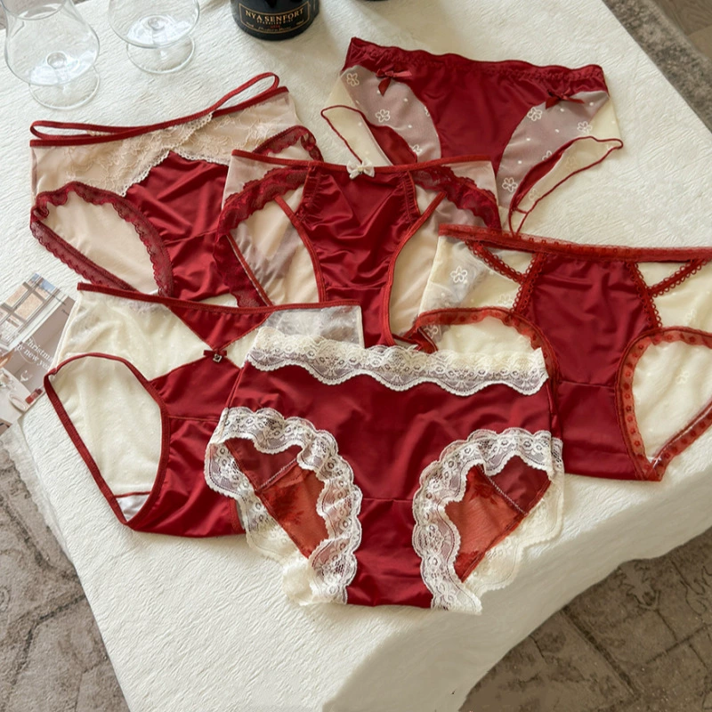 Невидимые персиковые цветы ~ чистое желание Анграхума сатиновое кружевное белье для женщин, рожденных в год брака, Новый год Новый год Красные бюстье