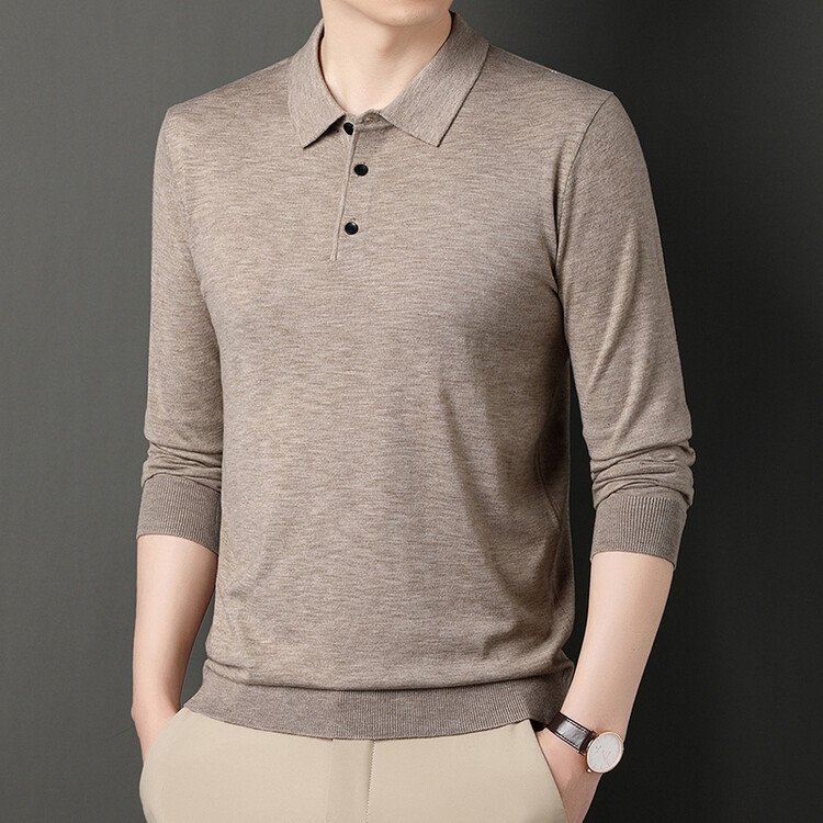 2025 Autumn Popular Polo Collar Solid Color Sweater for Middle-Aged Men, Versatile Casual Korean Style Loose Pullover Knitwear 2025 Autumn Popular Polo Collar Solid Color Sweater for Middle-Aged Men, Versatile Casual Korean Style Loose Pullover Knitwear