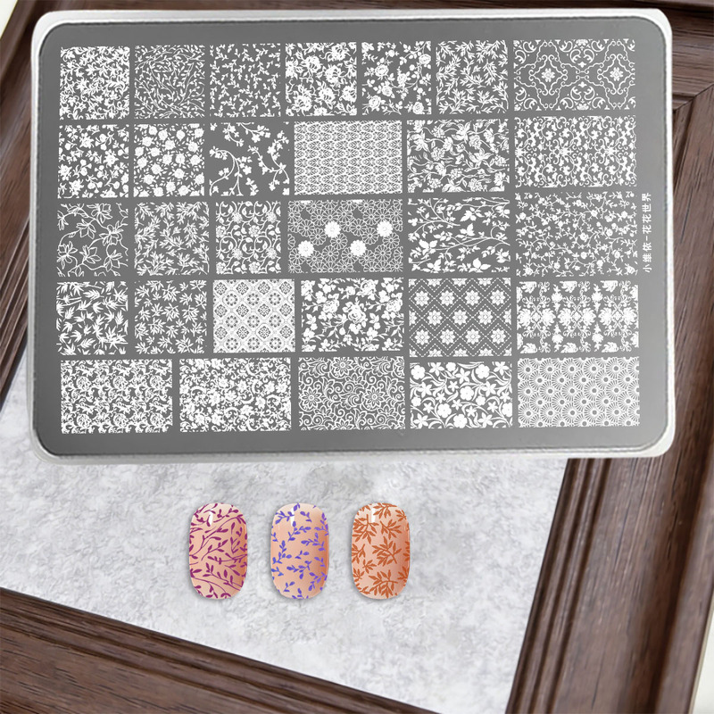 New Nail Art Printing Transfer Special Steel Plate Template with Floral World Flower Patterns for Nail Art Transfer