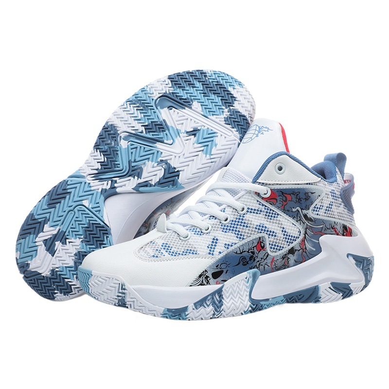 Zapatos de baloncesto transfronterizos zapatos de pareja de goma graffiti de moda nacional Transpirable de alta calidad cómodo Street Fighter plataforma de baloncesto zapatos para correr hombres image 1