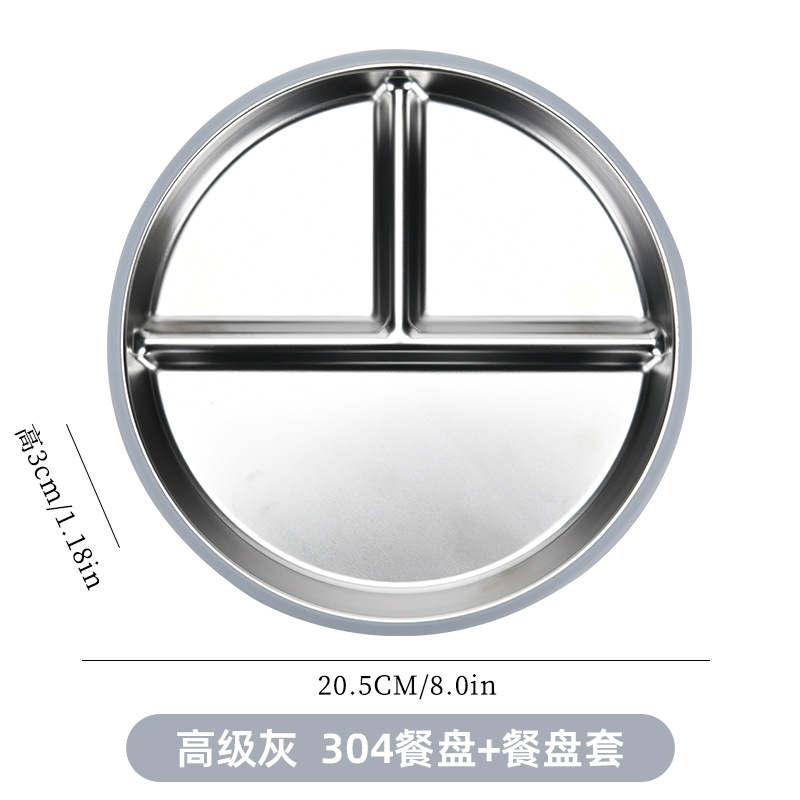 Platos de acero inoxidable con ventosa, silicona antideslizante, aislamiento térmico, niños