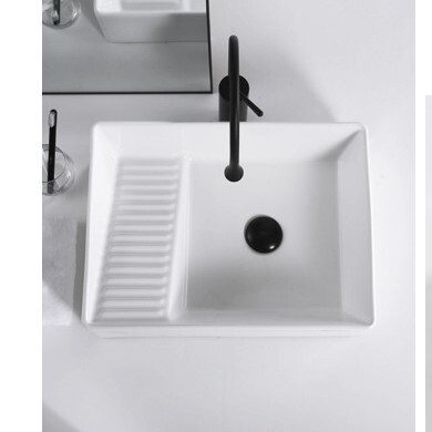 Small Size Table Ceramic Laundry Basin Household Balcony Washing Machine Side Wash Wash Board Sink Table Basin
