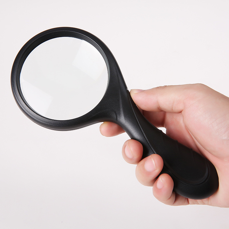 新款9字型弯柄手持6倍老人阅读维修高倍塑料框架玻璃放大镜88005