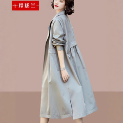 春秋新款大气时尚大码风衣女长款英伦风气质大衣外套女潮