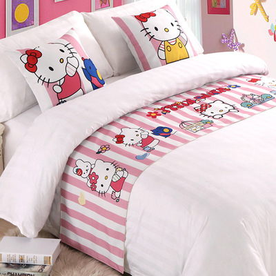 卡通 kitty猫 佩奇 宾馆酒店布草高档床尾巾床旗床尾垫床盖床尾条|ms