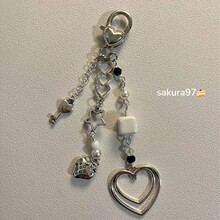【银色草莓钥匙】爱心挂扣手机链挂件咕本链卡册卡扣龙虾扣挂饰