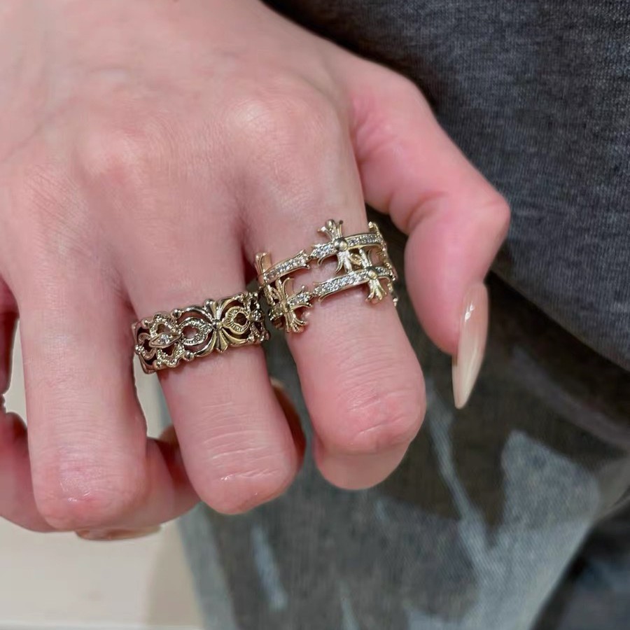 Retro coffee adjustable ring with zircon