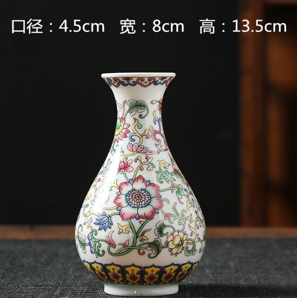 Vaso de escritorio de cerámica de porcelana pequeña boca mini hidroponía de flores retrógradas botellas de flores de porcelana