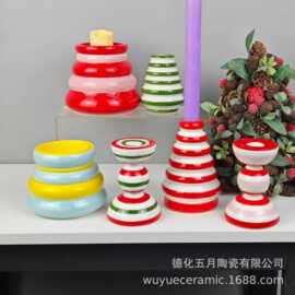 新款时尚香薰蜡烛台跨境高级感ins风创意摆件陶瓷圣诞树烛台