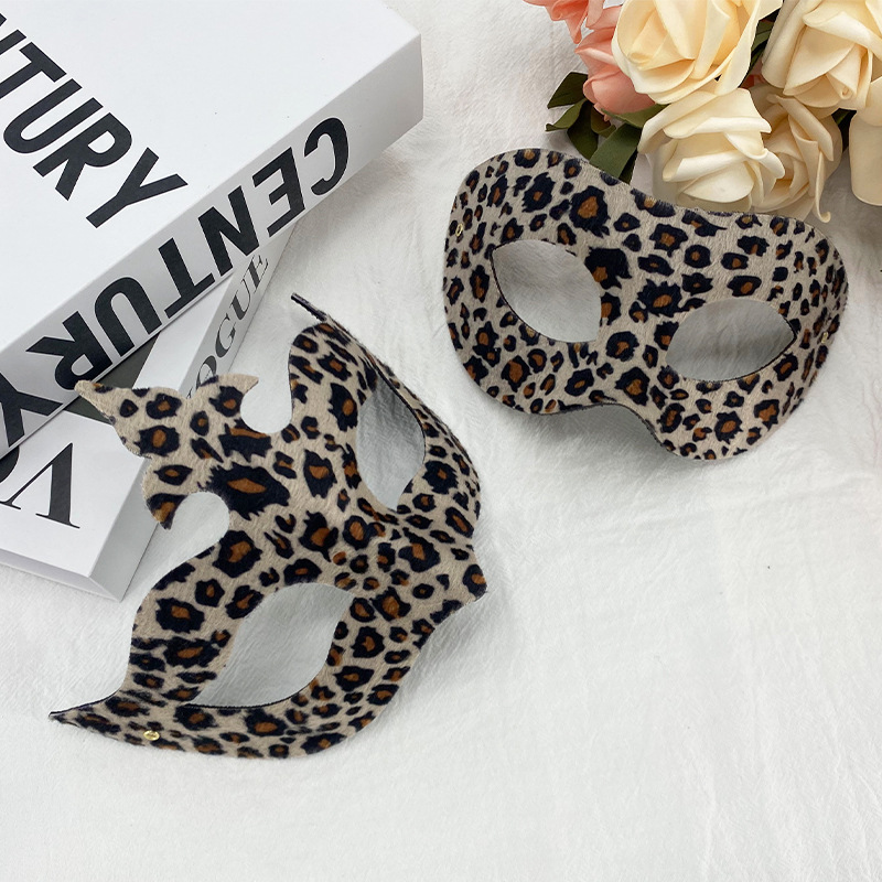 Halloween máscara de gato de leopardo máscara de baile máscara de disfraz media cara negro máscara de ojos sexy máscara de leopardo carnaval