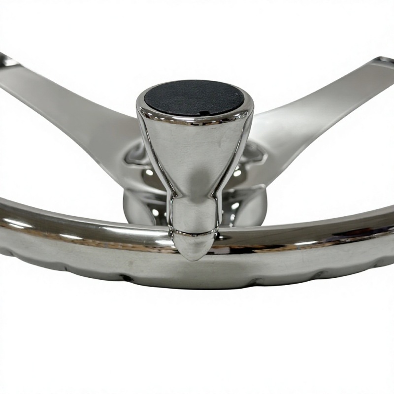 3-spoke stainless steel 304 yacht steering wheel, marine steering wheel with power assist knob, ship rudder, yacht accessories