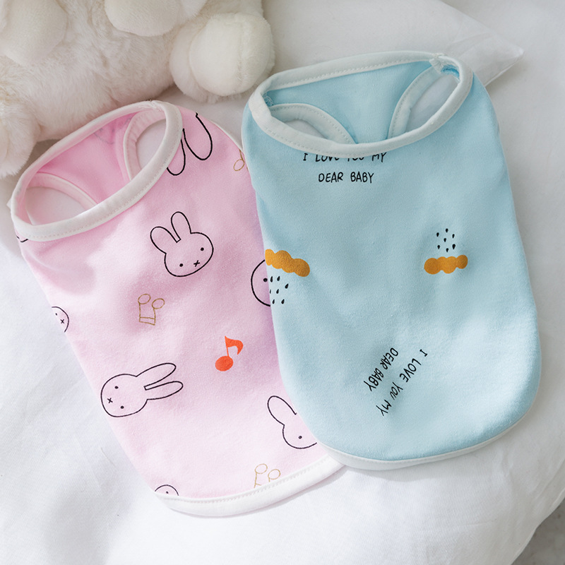 Primavera y verano perro casual fresco lindo chaleco estampado gato de dos patas delgado transpirable ropa para perros de peluche