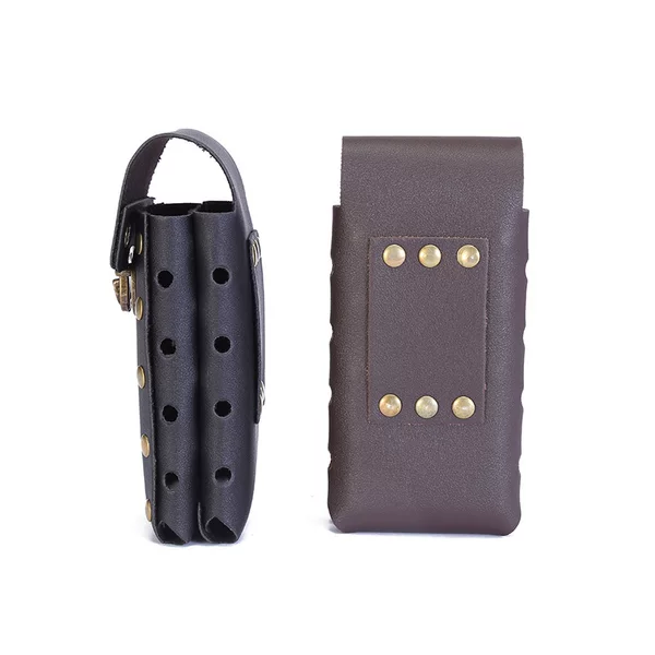 New Foreign Trade Vertical Waist Bag, Double-Layer Fashion Studded Bag, Men's Portable Coin Purse, Pu Leather Phone Bag