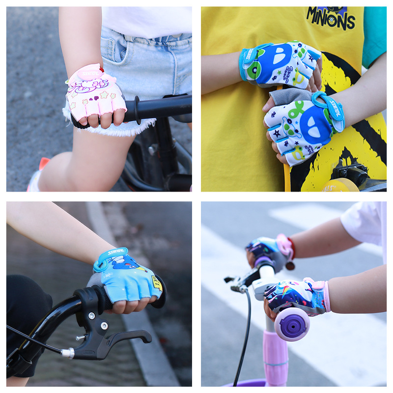 Guantes de escalada en roca para niños equilibrio coche patinaje sobre ruedas medio dedo niños y niñas transpirable absorción de impactos guantes antideslizantes