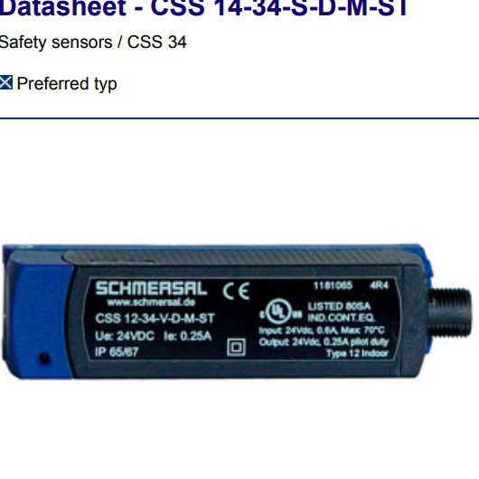施迈赛CSS 14-34-S-D-M-ST 34F0 34F1 V L 12 11-30S安全传感器