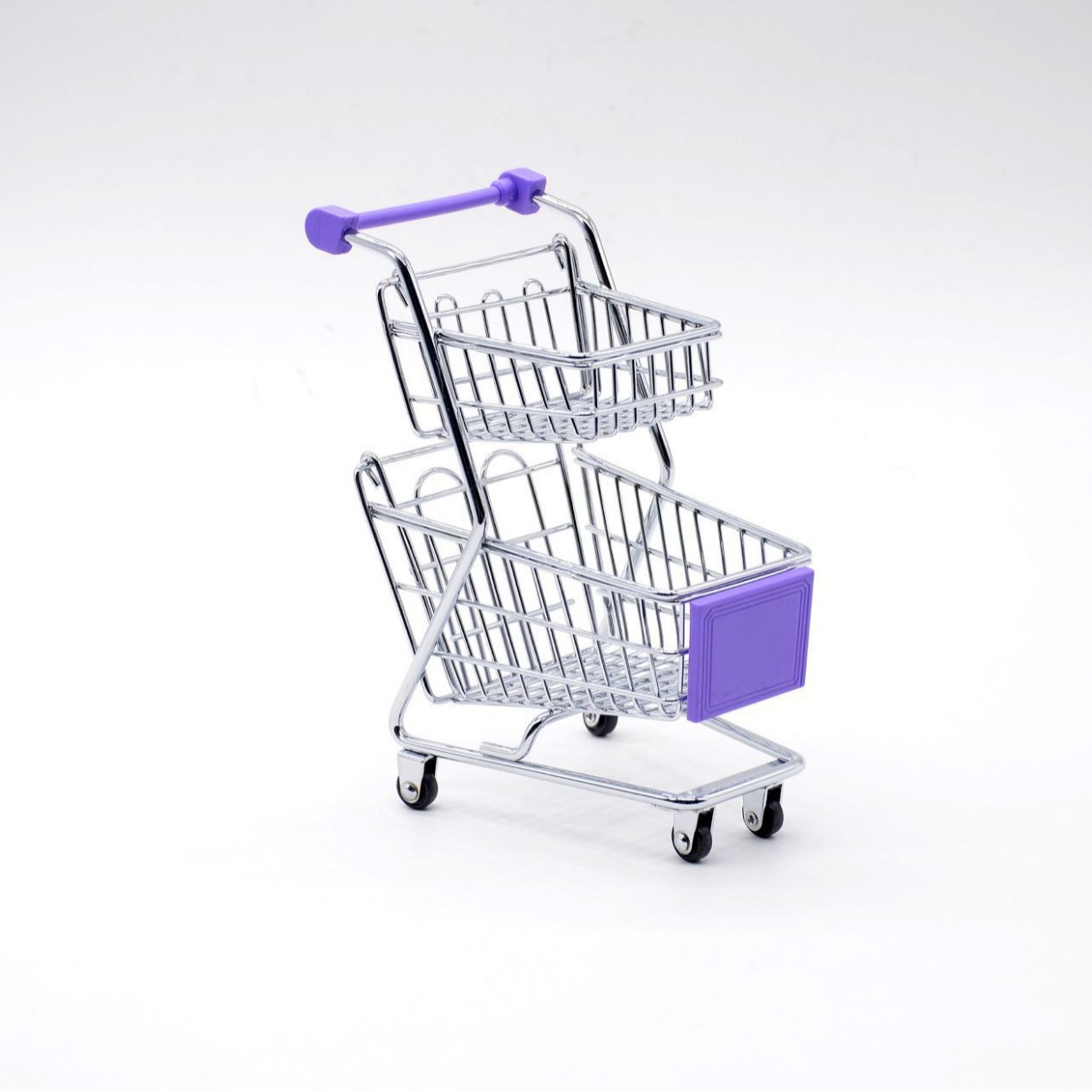 Suministro directo de fábrica mini carrito de compras creativo comercio exterior exportación al por mayor carro de hierro de doble capa Tiancheng hardware