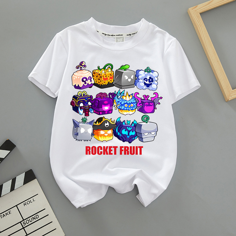 Roblox Short-Sleeved Blox Fruits Fruit Box Kidsren's Adult Round Neck Family Wear Summer Trendy T-Shirt Roblox Short-Sleeved Blox Fruits Fruit Box Kidsren's Adult Round Neck Family Wear Summer Trendy T-Shirt