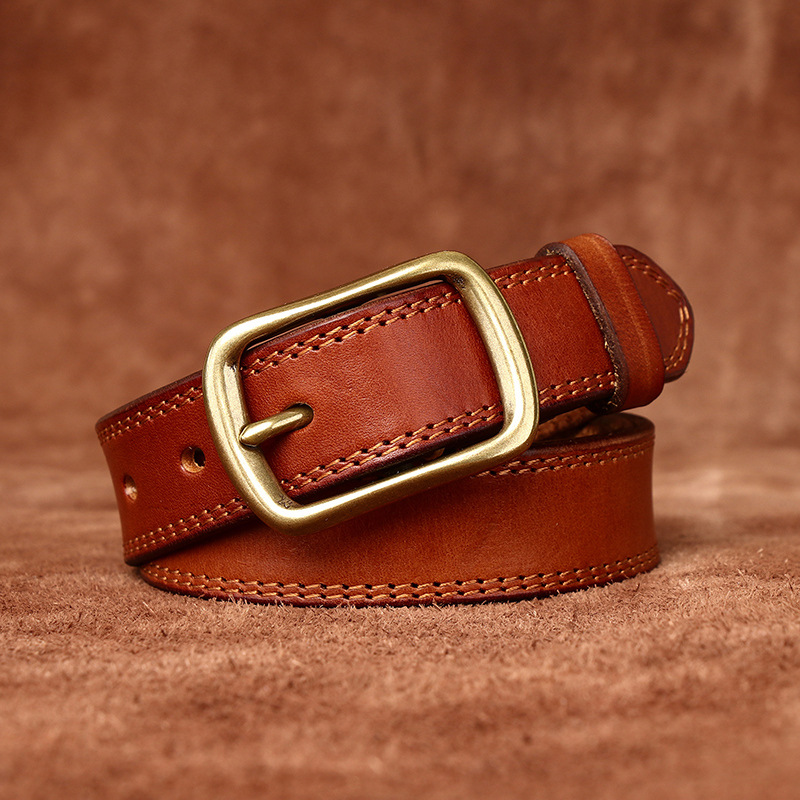 2.8cm Wide Vintage Lady Style Belt For Women, Top Grain Cowhide Retro Fashion Versatile Genuine Leather Belt - Thumbnail 4