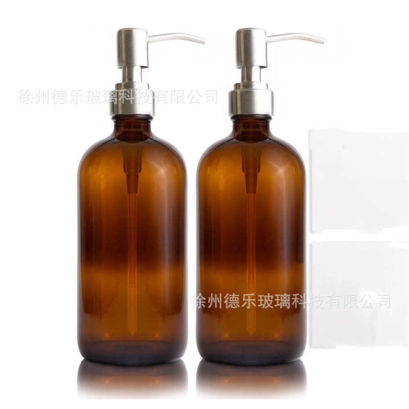 500ml botella de bomba marrón bomba de acero inoxidable desinfectante de manos sub-botella champú loción de jabón botella de bomba de detergente