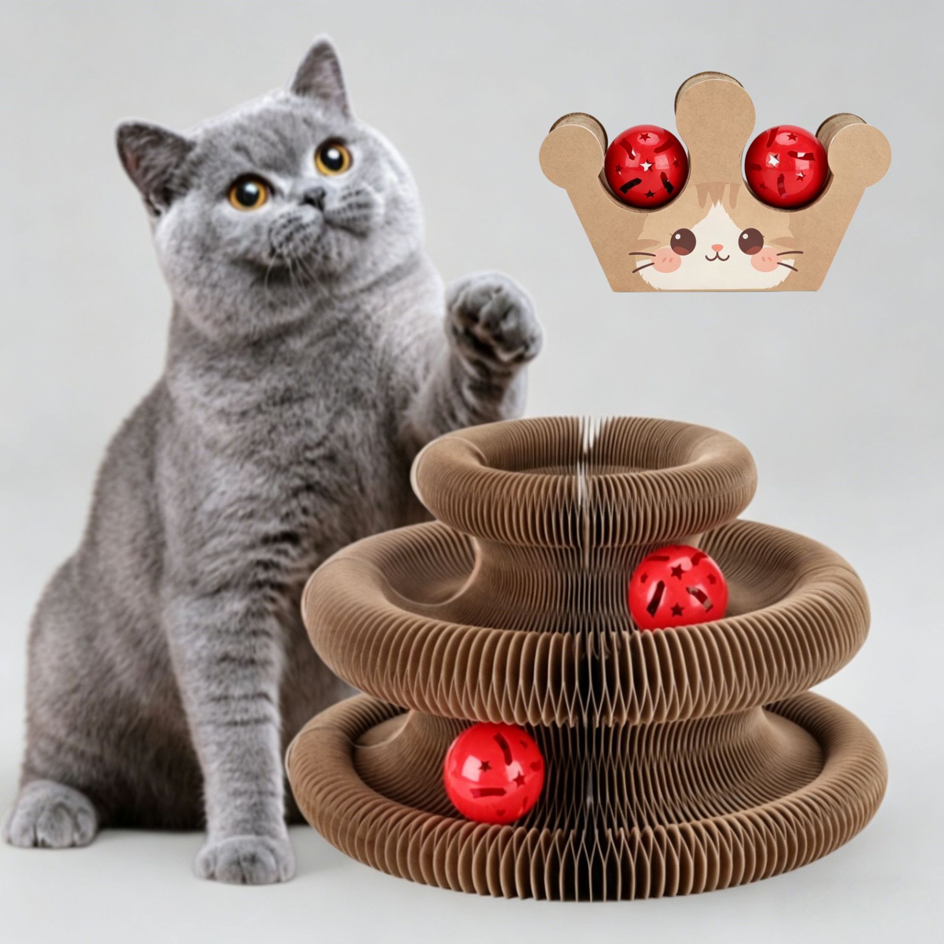Órgano mágico para gatos agarrar tablero juguete para gatos auto-hi alivio de aburrimiento con campana papel corrugado resistente al agarramiento plegable juguete para gatos