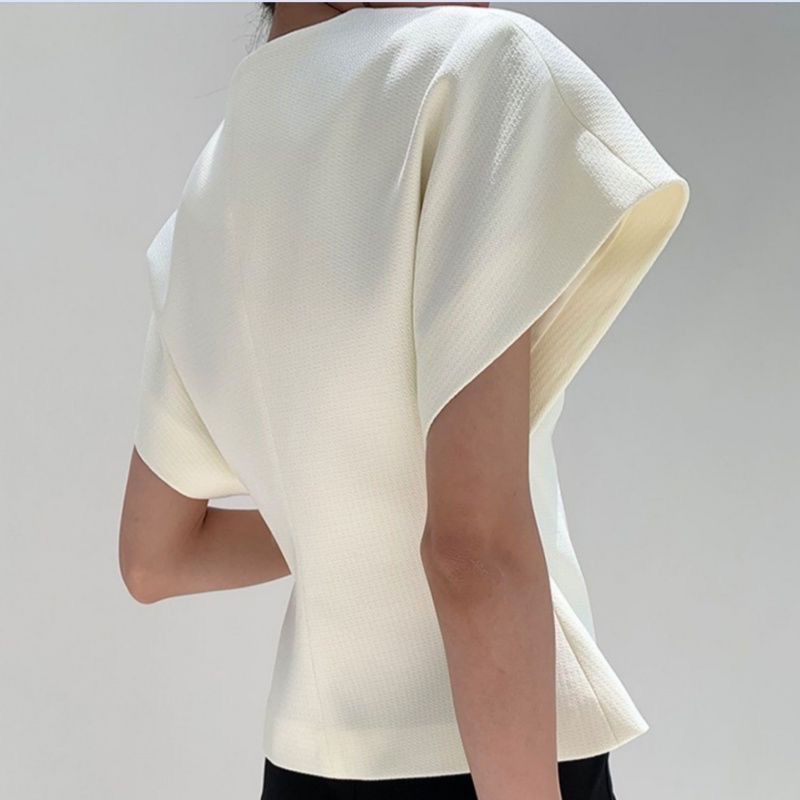 One-Button Waist Slimming Fashionable Top French Style Asymmetric Suit Off-Shoulder Sleeve Vest Vest Design 3