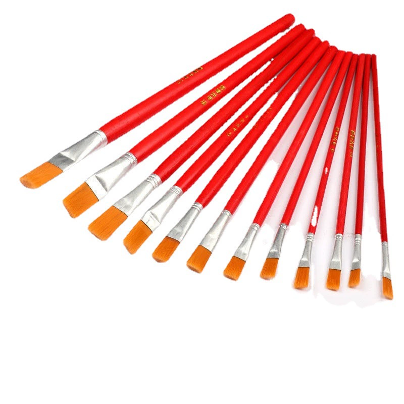 Red Rod Brush Нейлоновая масляная кисть Акварель Гуашь Набор кистей для акриловой живописи Промышленный клей Кисть Ручка