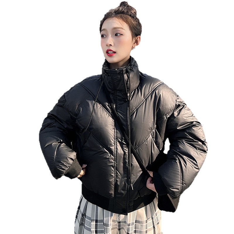 Capa de algodón de pluma corta para mujeres 2025 invierno estilo de diseño de cuello de estilo suelto y grueso chaqueta de pan al por mayor image 5