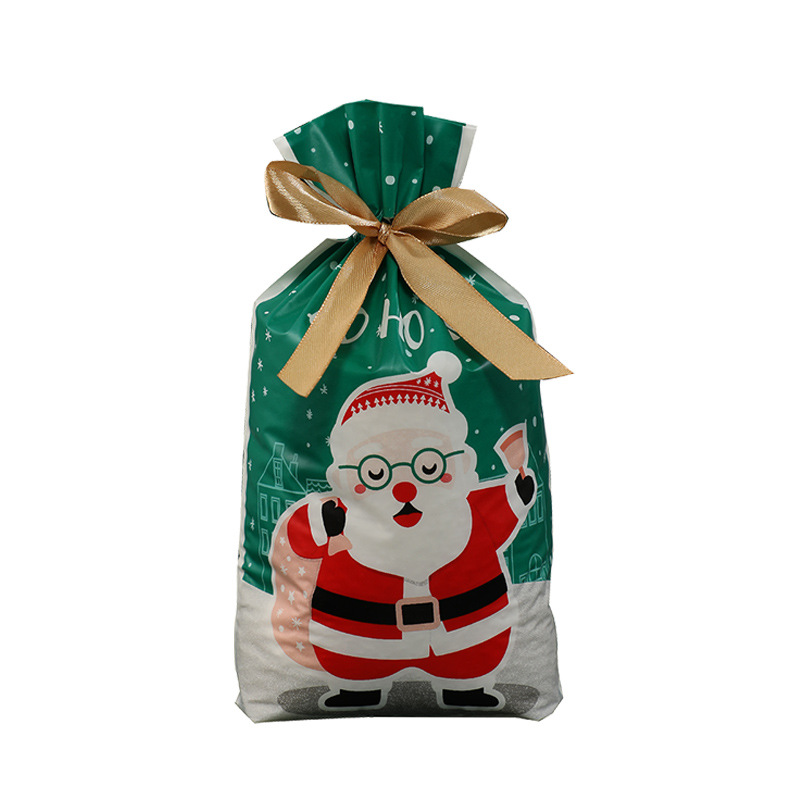 Bolsa de embalaje de Navidad transfronteriza Amazon bolsa de dulces para hornear copo de nieve bolsa de cordón de alimentos crujientes bolsa de cordón de fruta segura