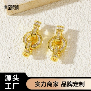 【源头工厂】圆形铜镀18K真金项链扣子珍珠扣头DIY饰品配件