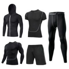 男士跨境运动套装高弹运动服跑步足球训练健身服速干透气紧身衣