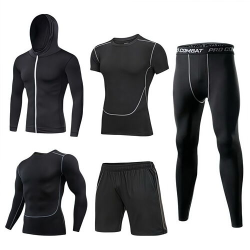 Men's cross-border sports suit, high-elasticity sportswear, running football training, fitness suit, quick-drying breathable tights