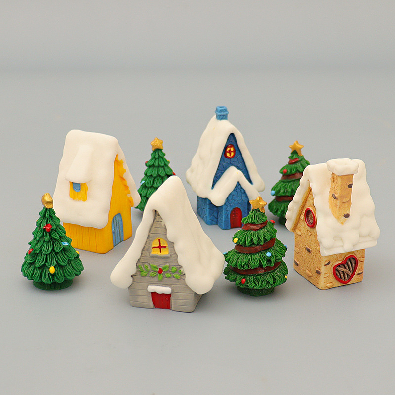 doll house mini simulation snow room model christmas ornaments christmas tree diy desktop scene accessories