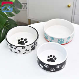 外贸专供狗碗 创意个性陶瓷宠物碗猫狗食盆猫咪粮碗 饮水宠物食具