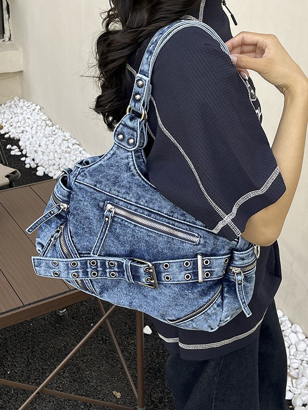 Bolsa de hombro al por mayor transfronteriza 2026 nuevo denim para hacer vieja locomotora estilo retro mochila casual