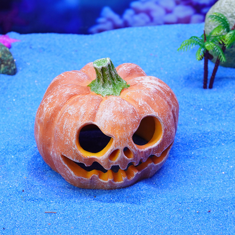 Tanque de peces DIY paisaje decoración peces Camarón escondite casa escalada mascota Halloween resina fantasma cara calabaza decoración del acuario