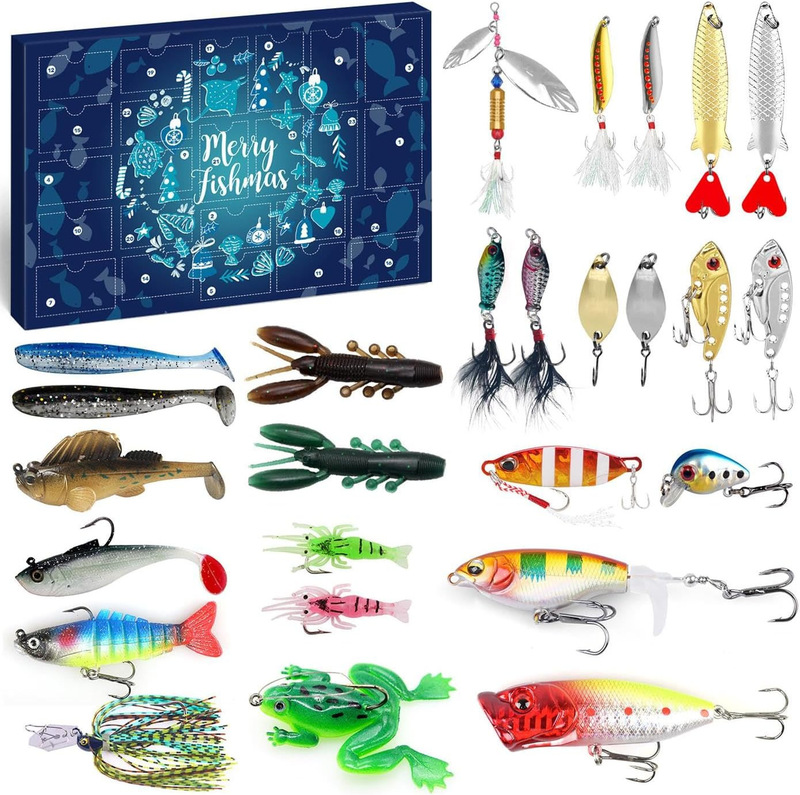 クロスボーダー アウトドア フィッシング セット アドベント カレンダー ブラインド ボックス 愛好家へのクリスマス ギフト 釣具 カウントダウン セット|undefined