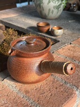 云南手工柴烧粗陶煮茶罐围炉煮茶奶茶陶罐侧把土陶炭火土陶壶