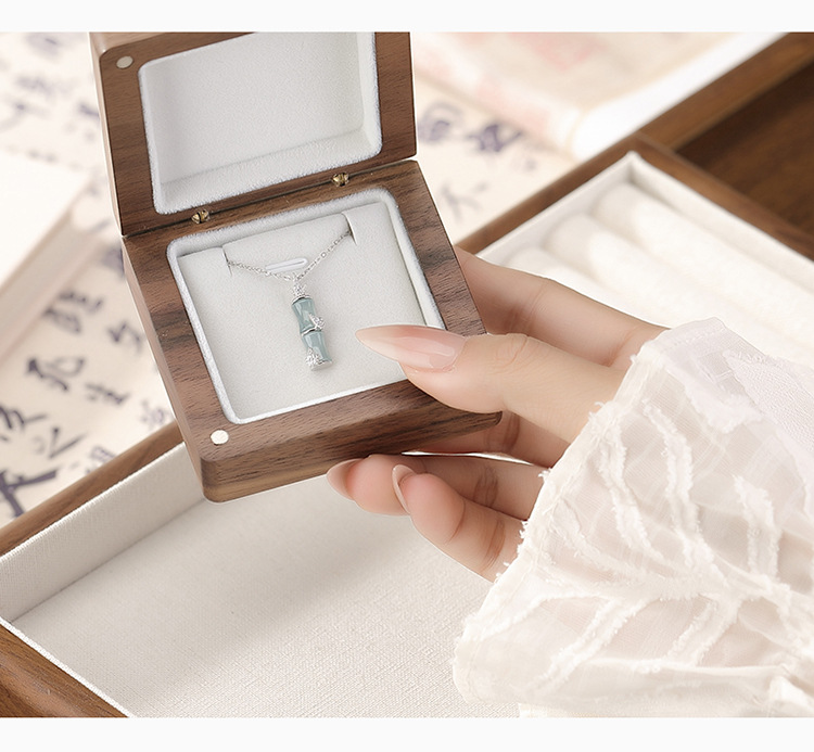Mặt dây chuyền bạc S925 hình lá tre phong cách cổ điển Trung Hoa — Mặt dây chuyền đơn (không bao gồm dây chuyền) chi tiết 3