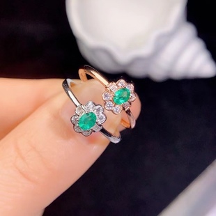 Factory wholesale explosions S925 silver inlaid natural emerald ring main stone 3*4 selling in Europe and America