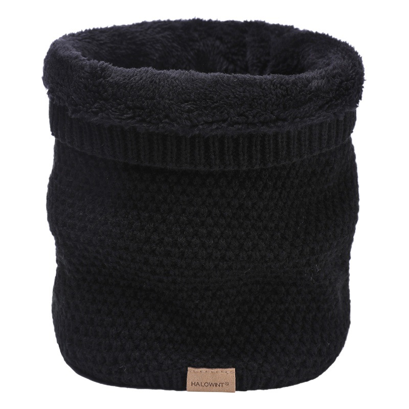 Autumn and Winter New Plain Knitted Scarf Outdoor Velvet Cover Neck Protector Neck Cover Double Layer Thickeneded Warm Scarf