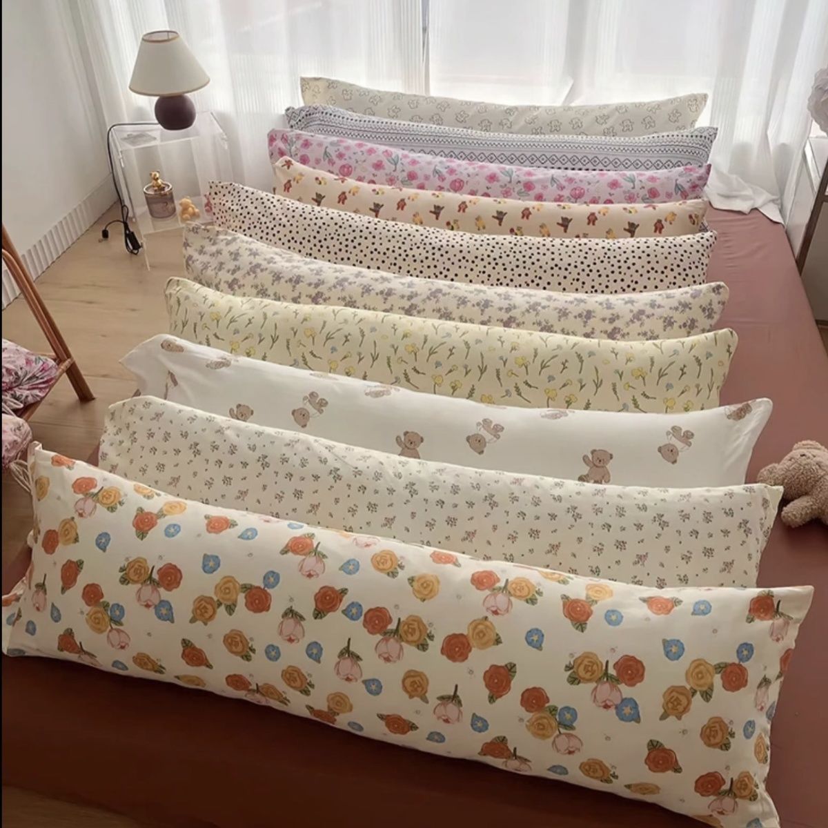 Long Pillow for Sleeping, Special Kidsren's Cartoon Ins Pillowcase, Pure Cotton Pillowcase, Anti-Collision Extra Long Strip Pillow
