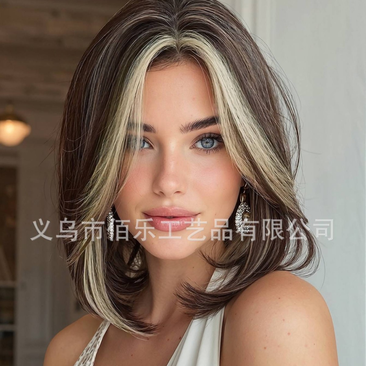 peluca completa cubierta de cabello marrón picante teñido cabello recto fábrica transfronteriza Xuchang inventario falso al por mayor cabello