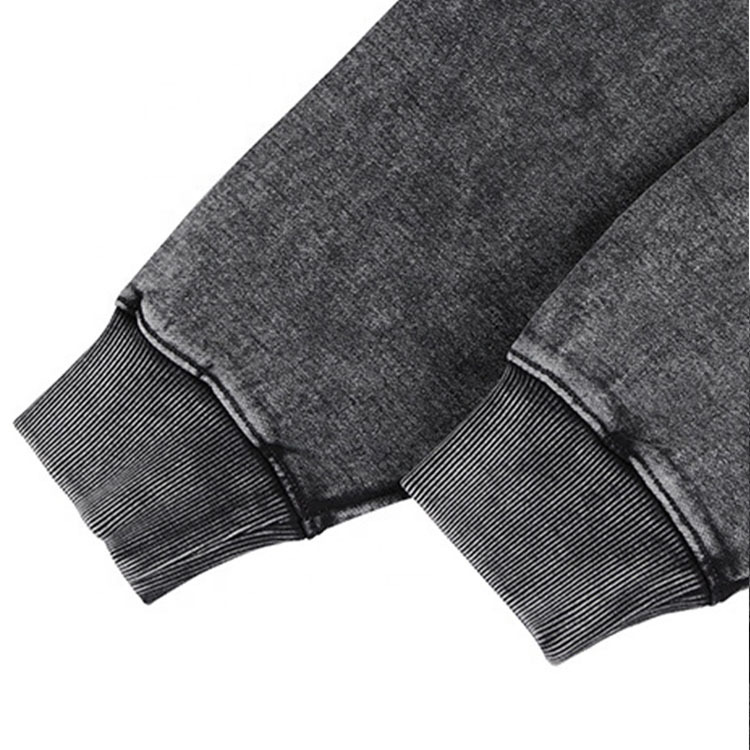 Men's Vintage Crop Hoodie - Acid Washed, Raw Hem, OEM product and manufacturing detail 10