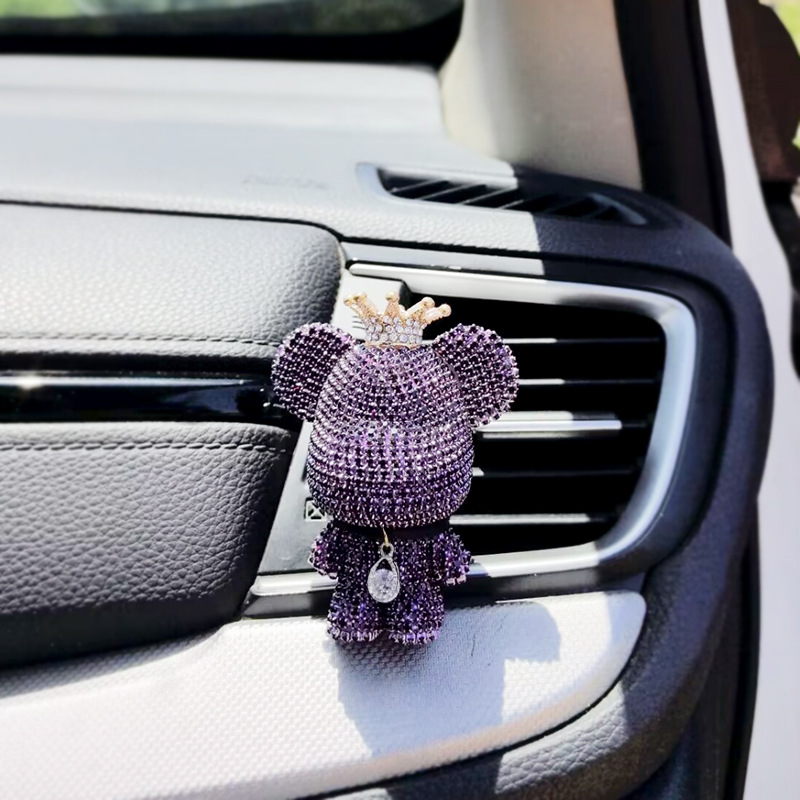 Dibujos animados gran cabeza oso coche aire acondicionado salida de aire decoración coche perfume clip interior accesorios incienso clip aromaterapia hembra diamante