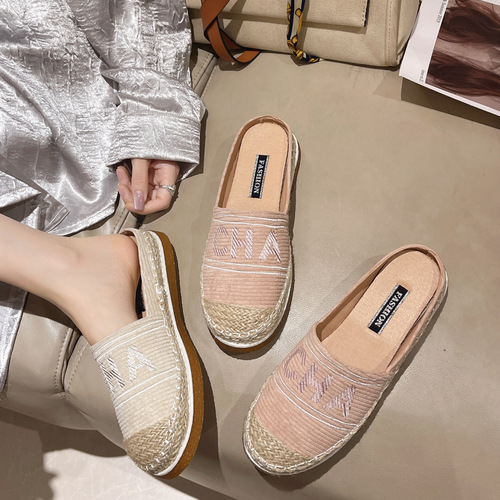 Fisherman's shoes, women's head half slippers, women's spring new style, flat slip-on casual slippers, wholesale