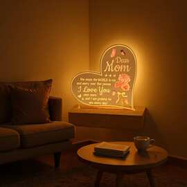 跨境创意实木底座吉他拨片收纳架台灯亚克力摆件母亲节礼物小夜灯