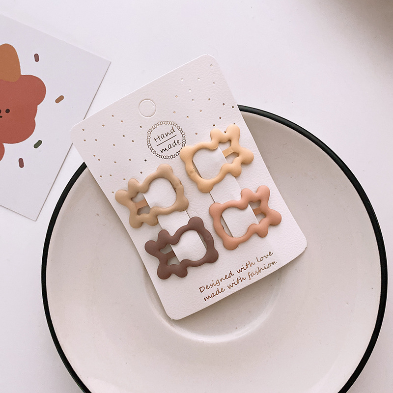 15g Weight Hair Clip Hair Accessories Type 1 Set Quantity Holiday, Daily, Selfie Occasion Metal Material Geometric Pattern Women's Gender Sweet Style New One Card 4 Versatile Basic Frosted Dripping Cream Tea Color BB Clip Five Stars Lovely Heart-Shaped Hair Clips Hair Accessories 8
